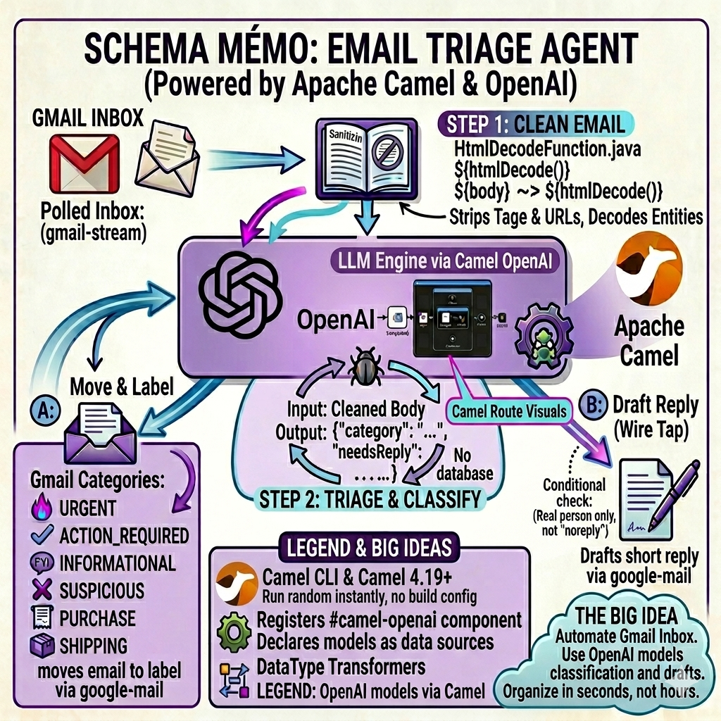 Apache Camel AI: Building an Email Triage Agent with OpenAI, Gmail Transformers, and Camel JBang